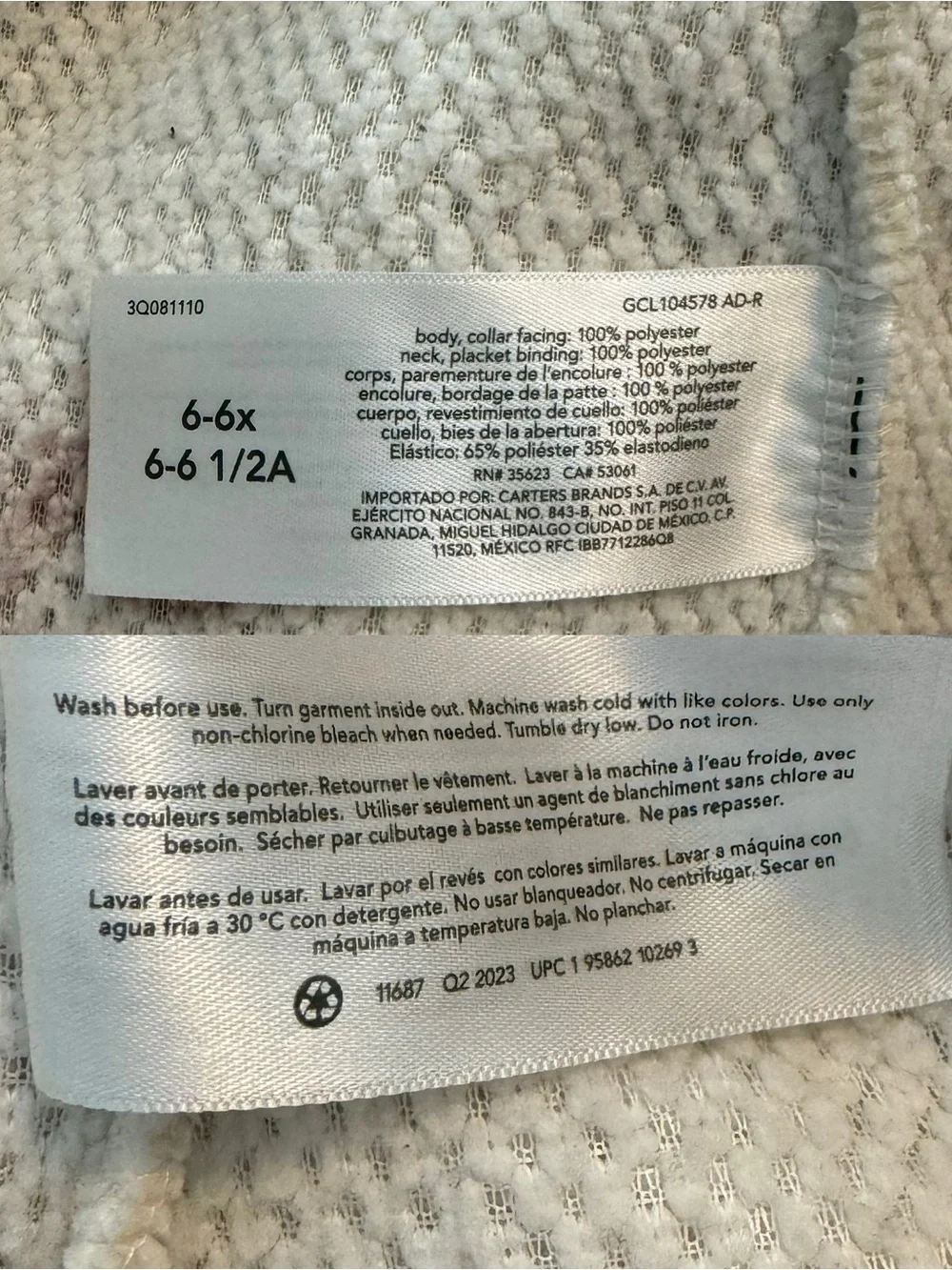 OshKosh B'gosh Cream Fleece Pullover with Lavender Floral Print | Girls 6/6X